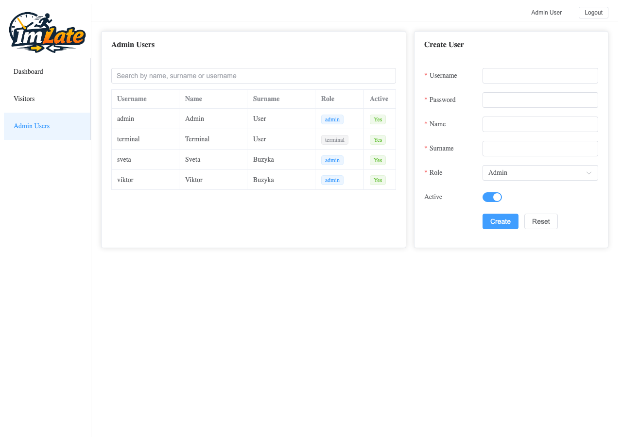 Admin Users management